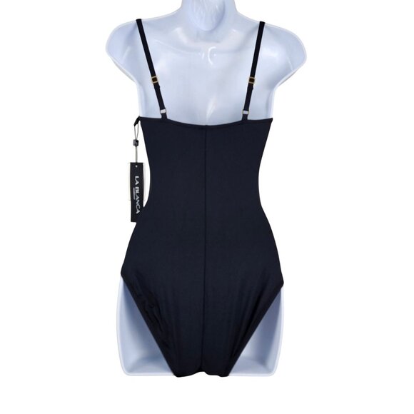 La Blanca Womens Island Goddess One-Piece Swimsuit Black Size 4 UPF+50 Elegant - Picture 3 of 10